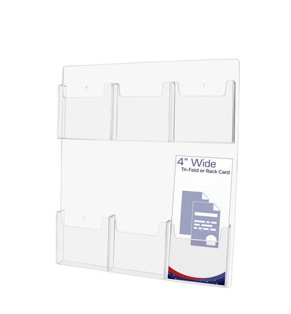 Wall 6 Pocket Brochure Holder for 4"W Trifold Literature
