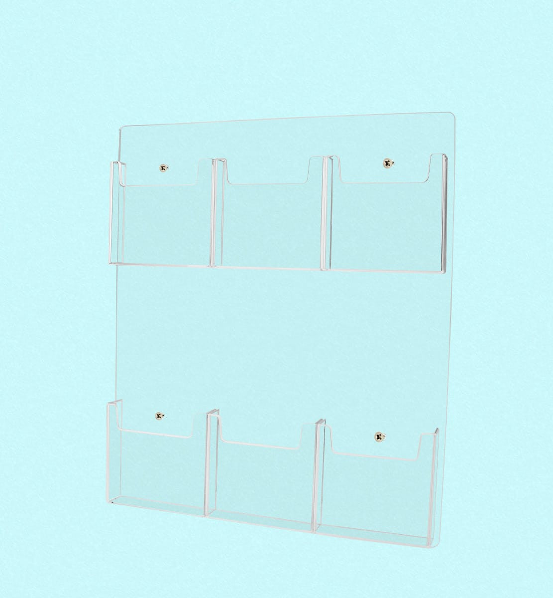 Wall 6 Pocket Brochure Holder for 4"W Trifold Literature