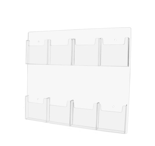 Wall 8 Pocket Brochure Holder for 4"W Trifold Literature