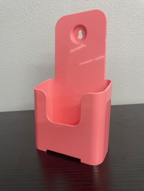 4"W Pink Trifold Brochure Holder Slant Back Display