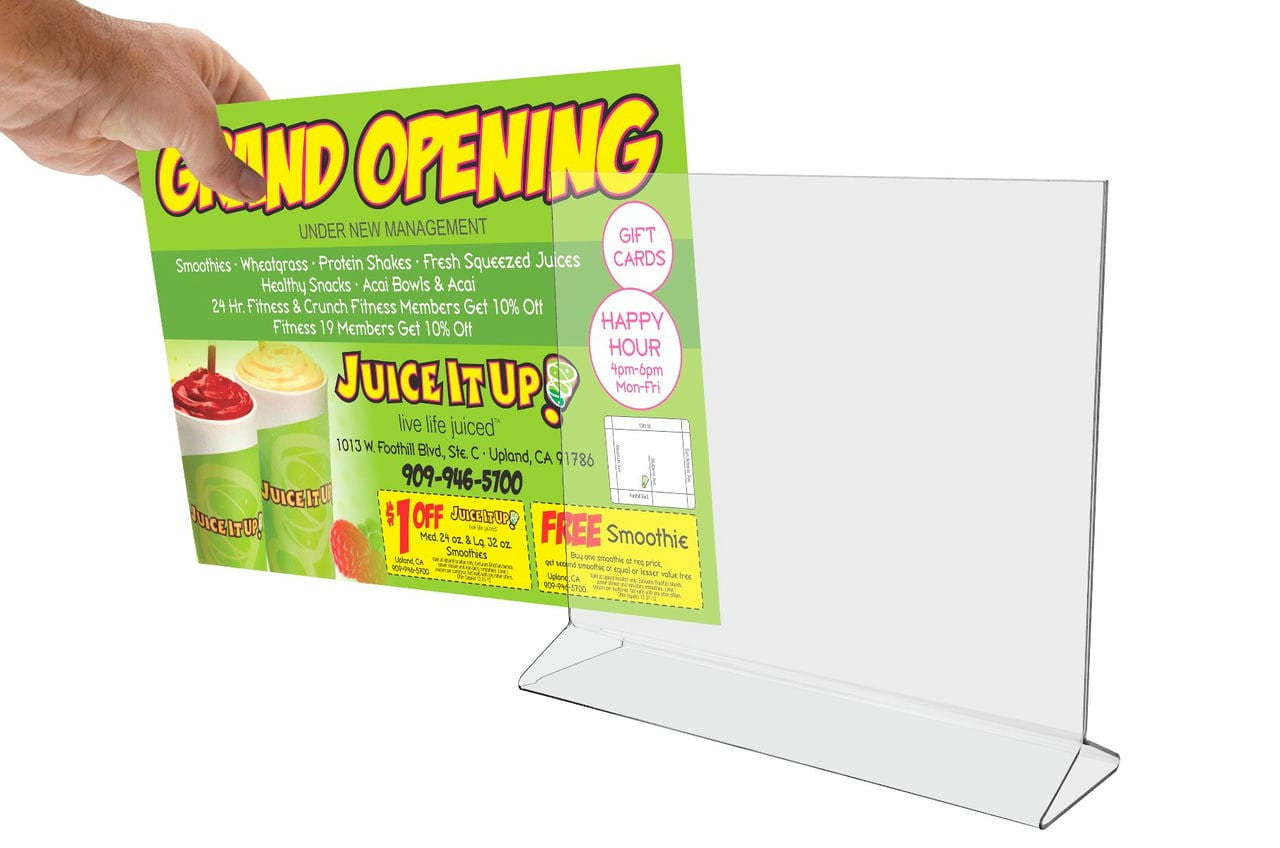 11"W x 8.5"H Sign Holder Top Load Double Sided Table Tent