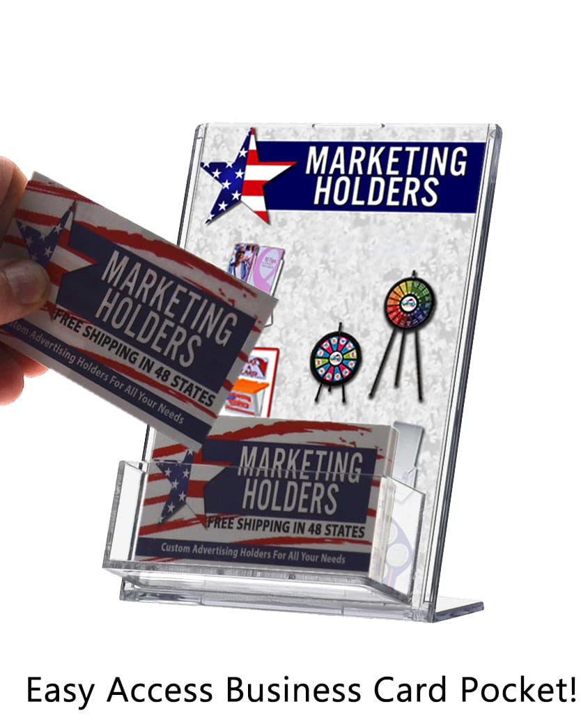 4"W x 6"H Slant Back Sign Holder with Business Card Pocket