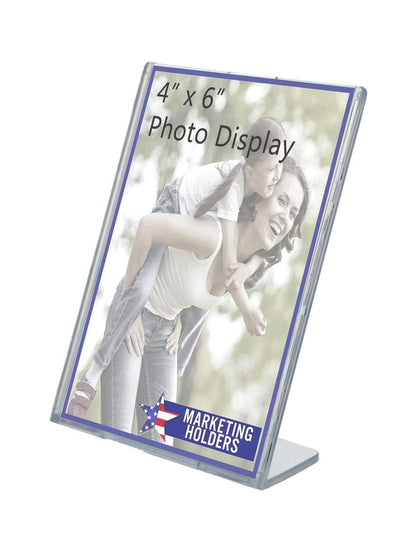 4"W x 6"H Sign Holder Top Load Slant Back Table Tent