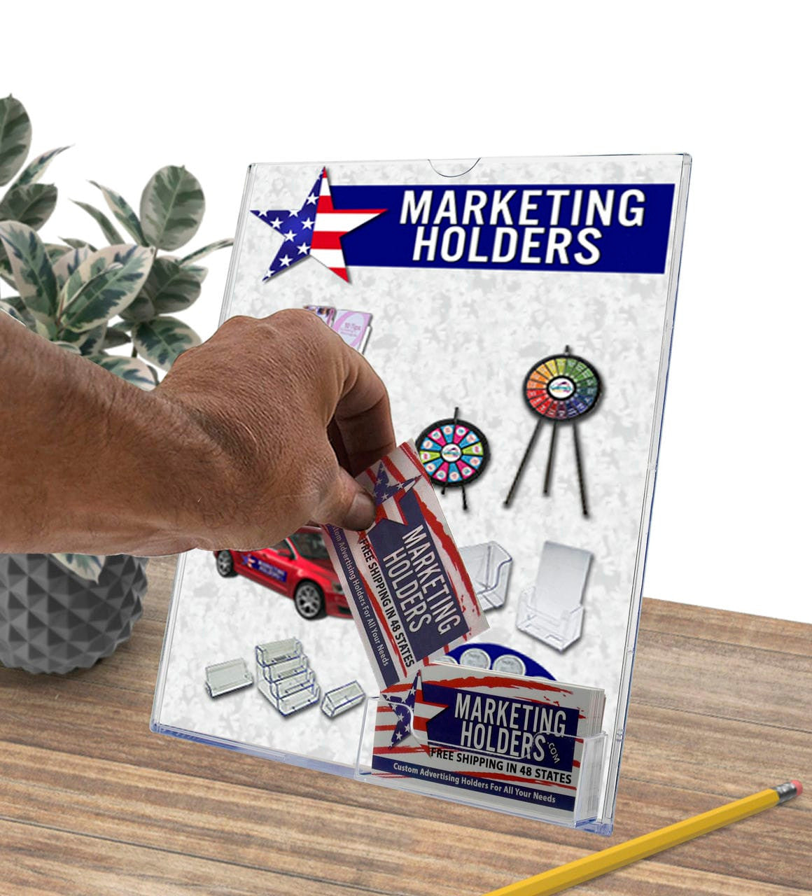 8.5"W x 11"H Slant Back Sign Holder with Gift Card Pocket