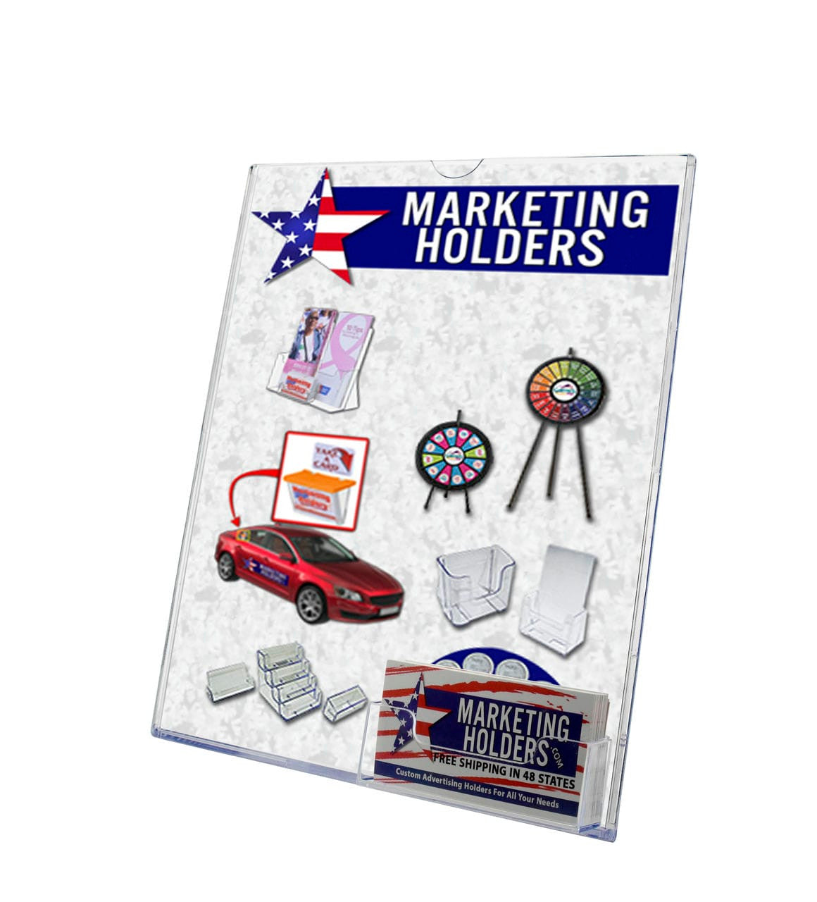 8.5"W x 11"H Slant Back Sign Holder with Gift Card Pocket