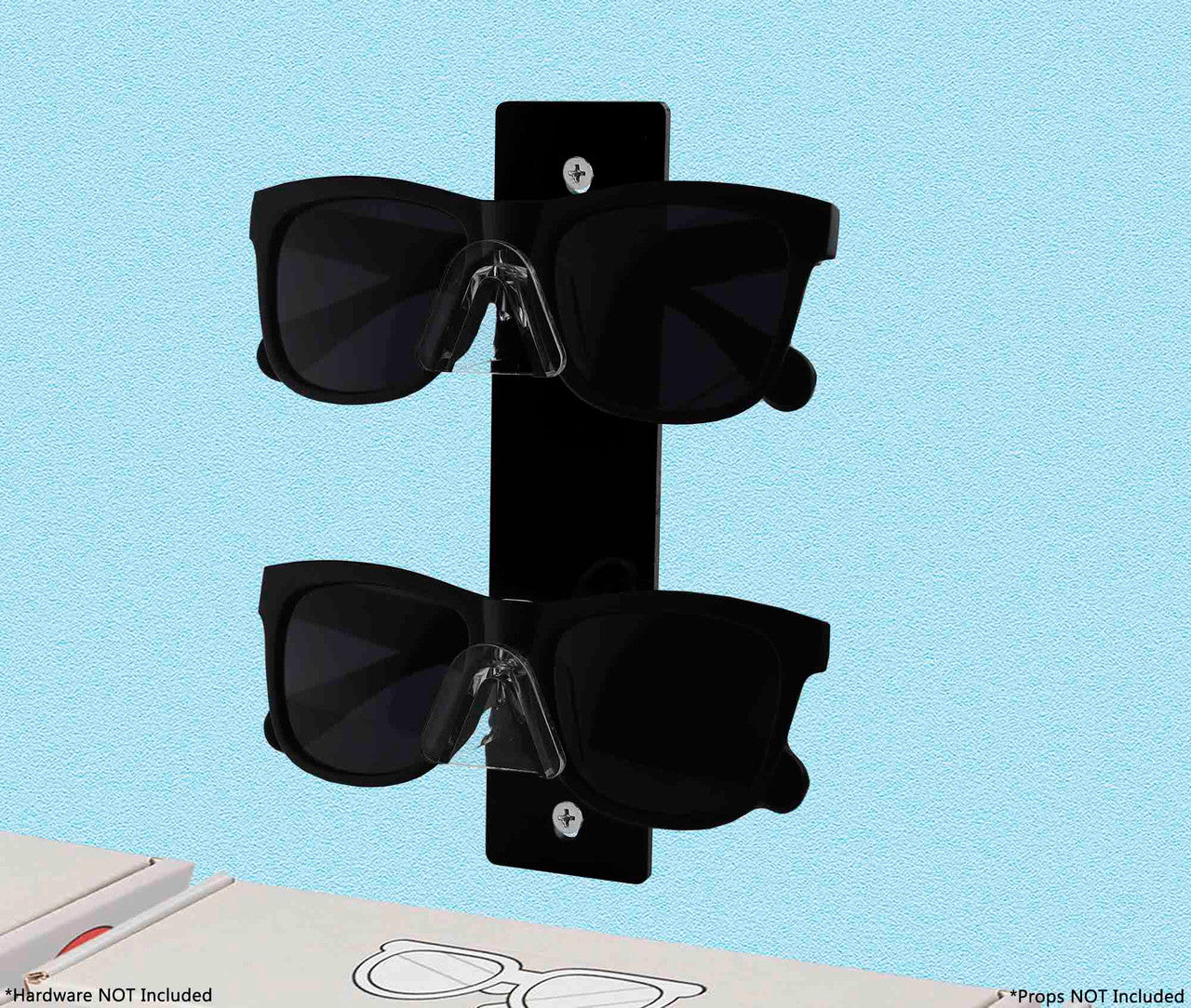 2 Tier Eyewear Display Wall Mount Safety Glasses Rack