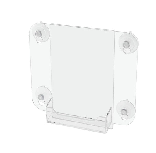 Window Mount 4"W x 6"H Sign Holder with Card Pocket and Suction Cups