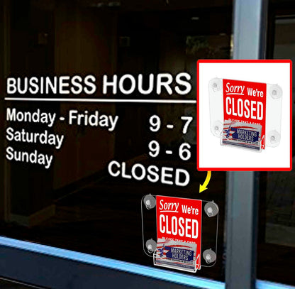 Window Mount 4"W x 6"H Sign Holder with Card Pocket and Suction Cups