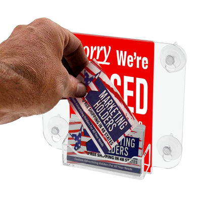 Window Mount 4"W x 6"H Sign Holder with Card Pocket and Suction Cups