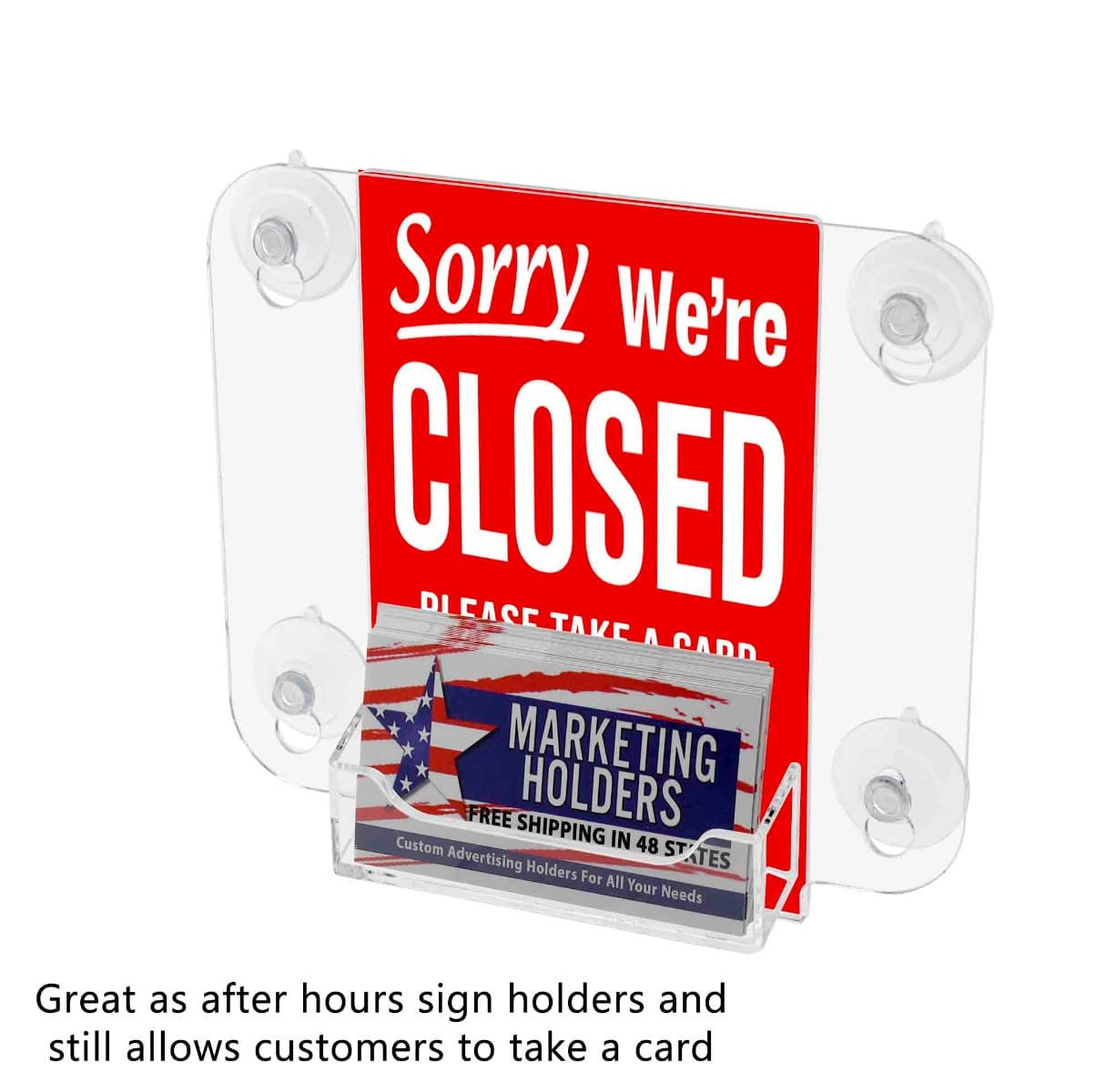Window Mount 4"W x 6"H Sign Holder with Card Pocket and Suction Cups