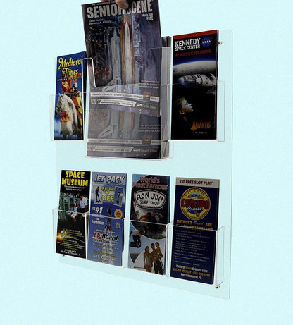Wall 6 Pocket Brochure Rack for 4"W Trifold Literature with Catalog Holder