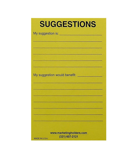 Blank Suggestion Forms 50 Yellow Sheets Customer Feedback