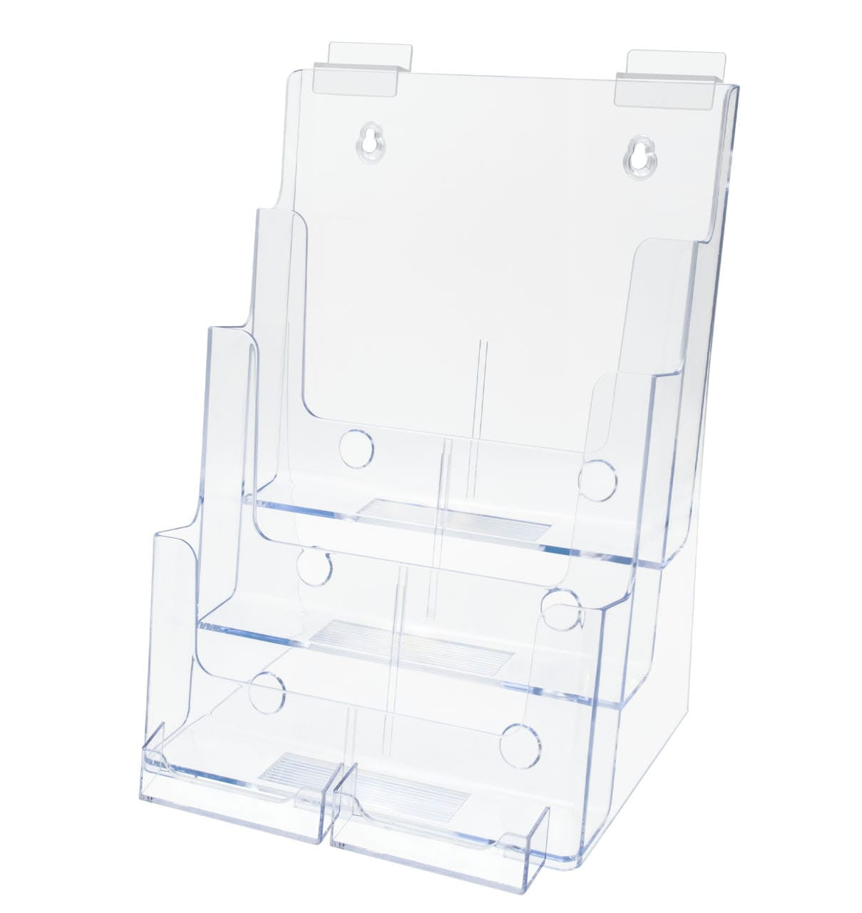 Slatwall Brochure Holder for Trifolds Flyers with 2 Card Pockets