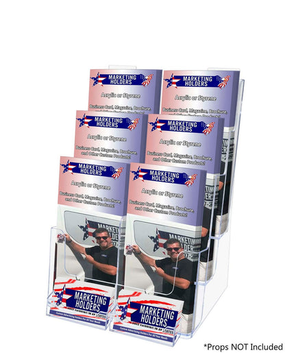 Slatwall Brochure Holder for Trifolds Flyers with 2 Card Pockets