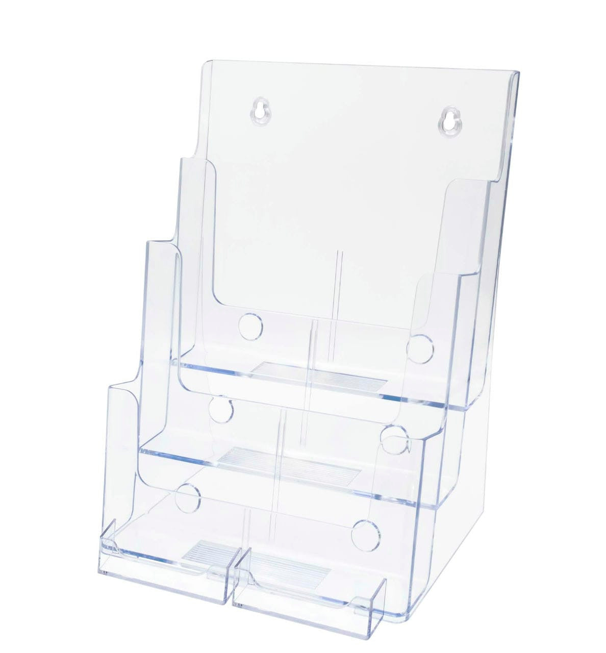 Slatwall Brochure Holder for Trifolds Flyers with 2 Card Pockets