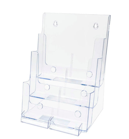 Slatwall Brochure Holder for Trifolds Flyers with 2 Card Pockets