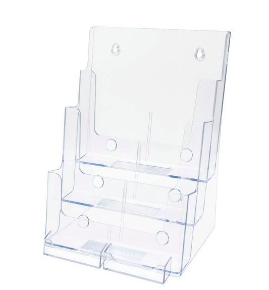 Slatwall Brochure Holder for Trifolds Flyers with 2 Card Pockets