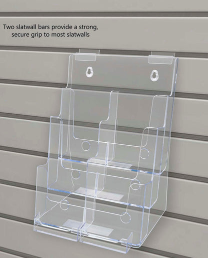 Slatwall Brochure Holder for Trifolds Flyers with 2 Card Pockets