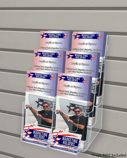 Slatwall Brochure Holder for Trifolds Flyers with 2 Card Pockets