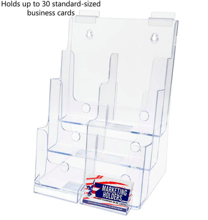 Slatwall Brochure Holder for Trifolds Flyers with 2 Card Pockets