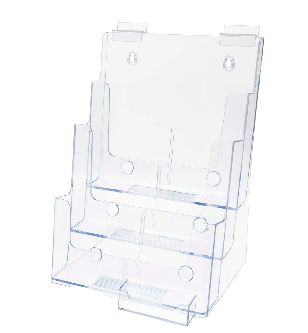 Slatwall Brochure Flyer Holder 3 Tier with Business Card Pocket