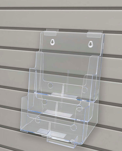 Slatwall Brochure Flyer Holder 3 Tier with Business Card Pocket