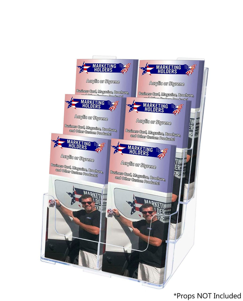 Slatwall Brochure Holder for 4"W Trifolds and 8.5" Magazines