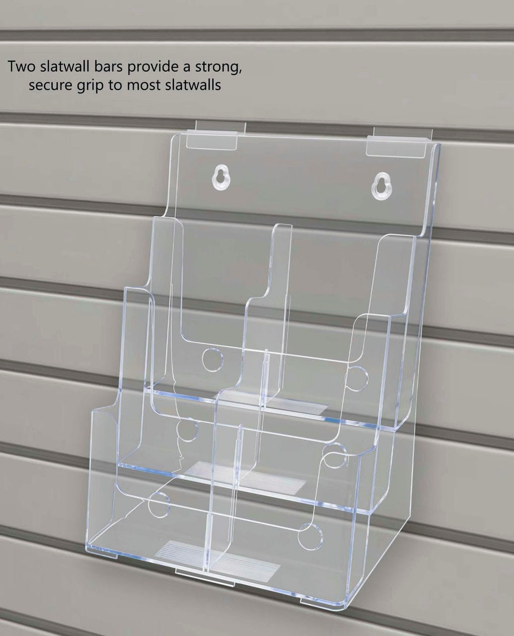 Slatwall Brochure Holder for 4"W Trifolds and 8.5" Magazines