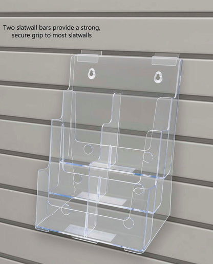 Slatwall Brochure Holder for 4"W Trifolds and 8.5" Magazines