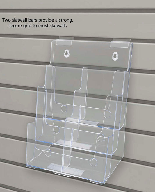 Slatwall Brochure Holder for 4"W Trifolds and 8.5" Magazines