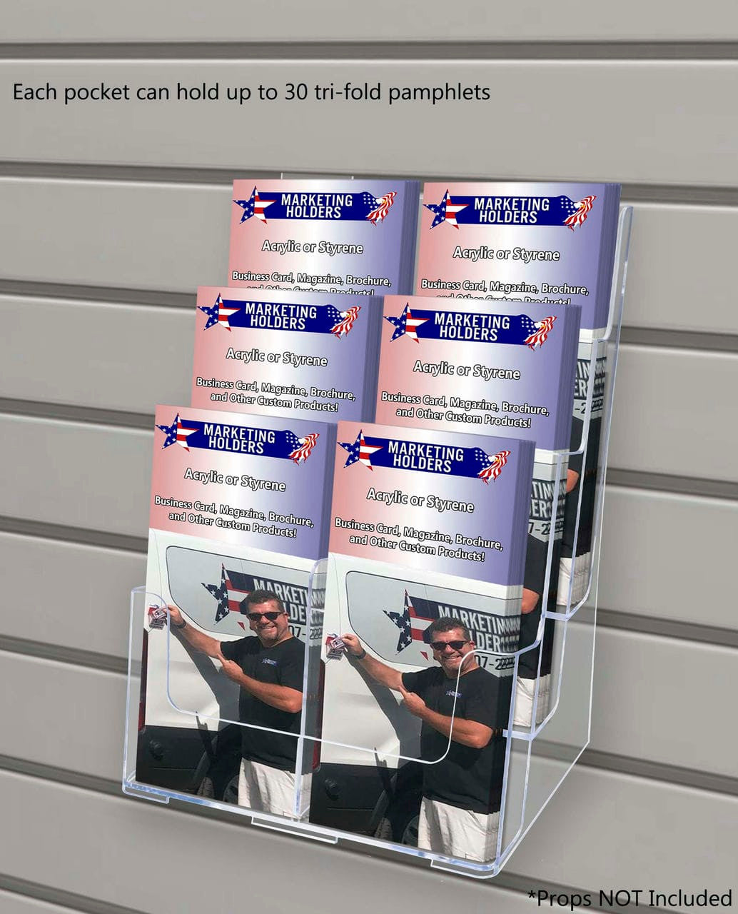 Slatwall Brochure Holder for 4"W Trifolds and 8.5" Magazines