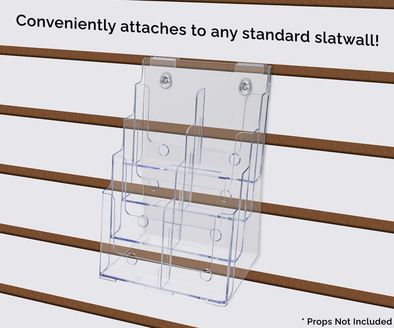 Slatwall Brochure Holder for 4"W Trifolds and 8.5" Flyers