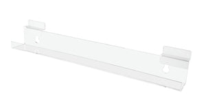 Slatwall 15"W Floating J Shelf Clear Acrylic