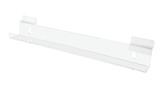 Slatwall 15"W Floating J Shelf Clear Acrylic