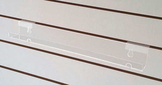Slatwall 15"W Floating J Shelf Clear Acrylic