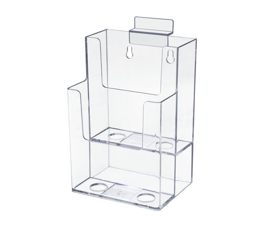 Slatwall 4"W Brochure Holder 2 Tier Rack Card Display