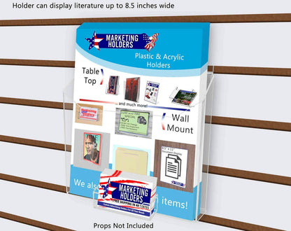 Slatwall 8.5"W Retail Flyer Display Rack with Card Pocket