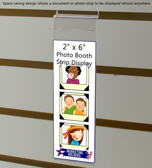 2"W x 6"H Slatwall Small Sign Holder Photo Booth Strip Display