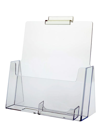 Slatwall 8.5"W Flyer Holder with Attached Business Card Slot
